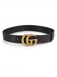 Leather Belt with Double G Buckle at Saks Fifth Avenue